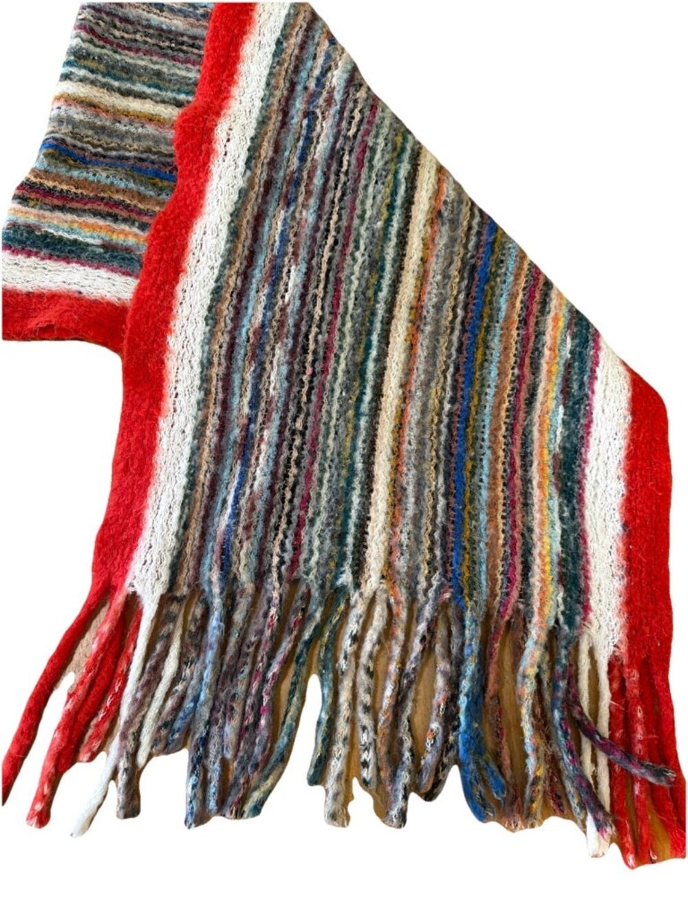 Handmade Soft winter knit Shawl  Scarf Fringe Boho Unique